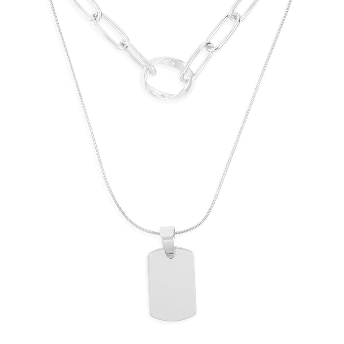 Layered Chain Necklace - Silver