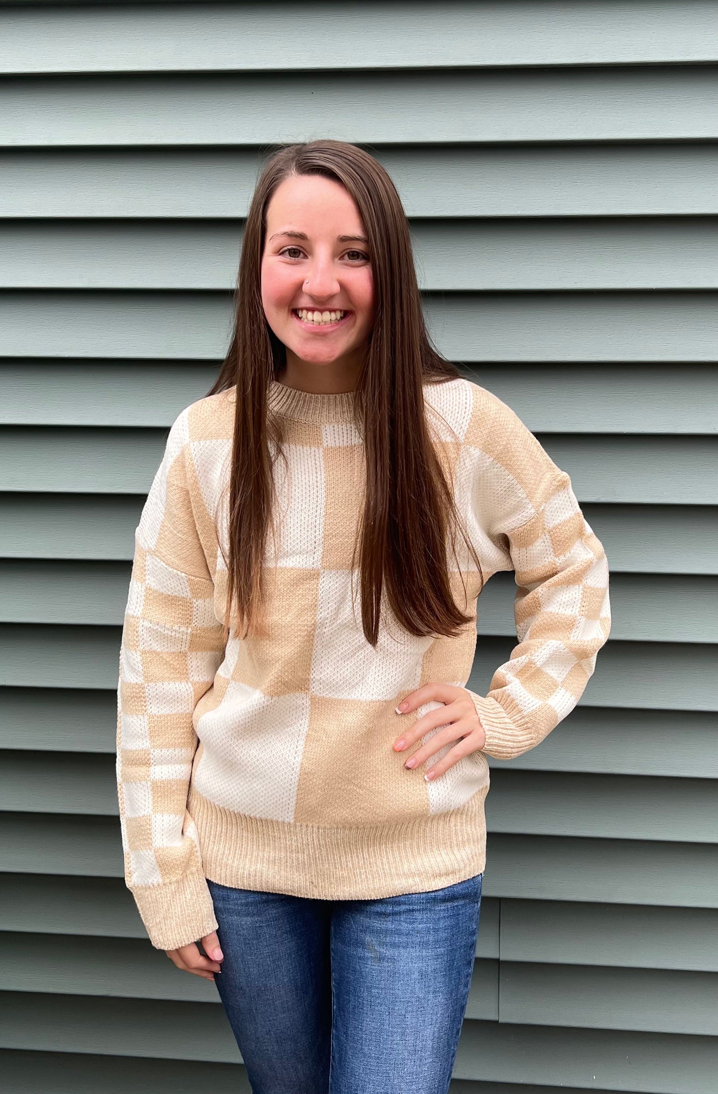 Mocha Checkered Sweater