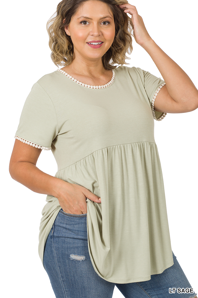 Plus Size Light Sage Babydoll Tee