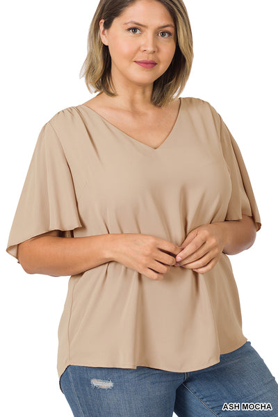Plus Size Dressy Tee - Ash Mocha