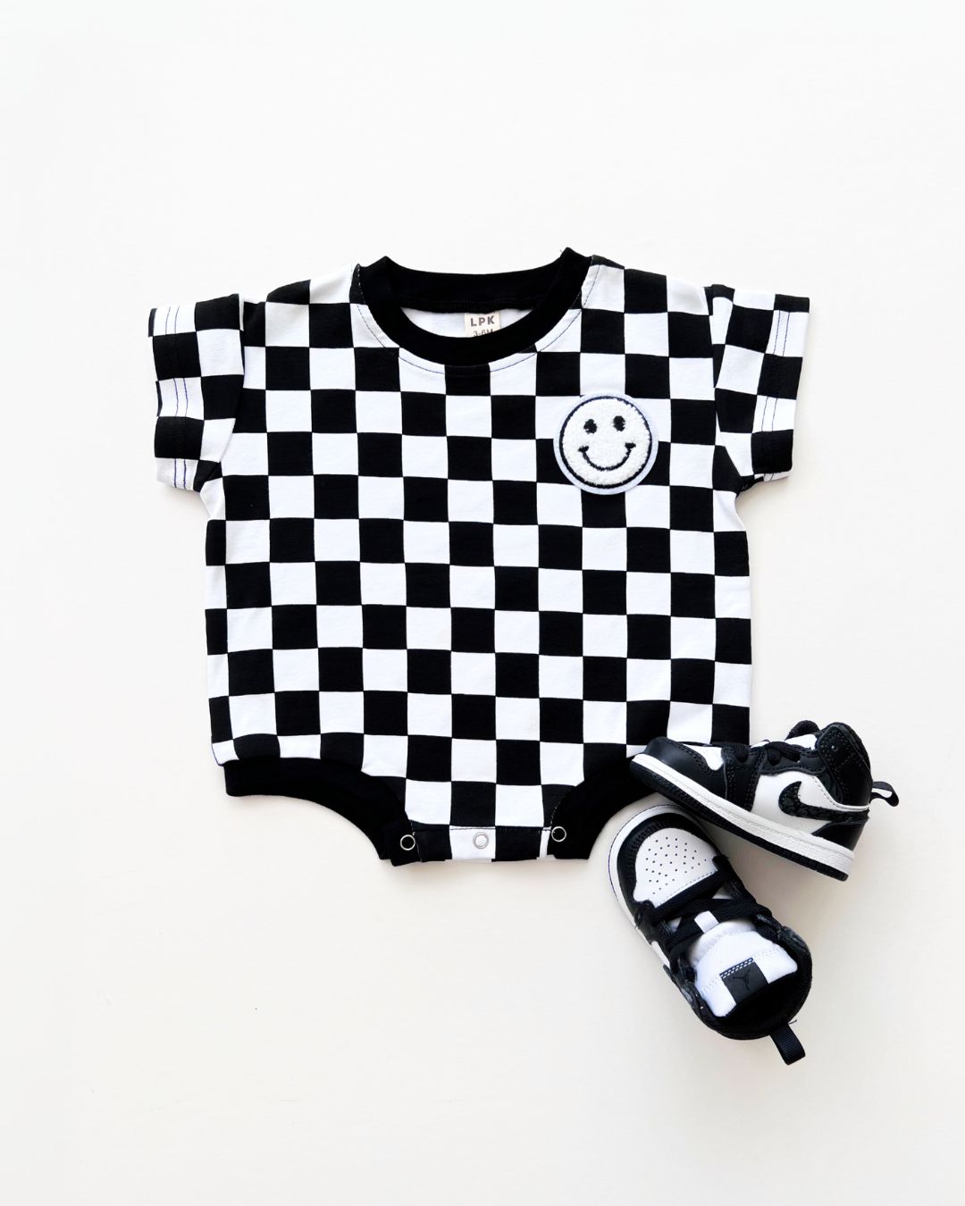 Checkered Black Bubble Romper