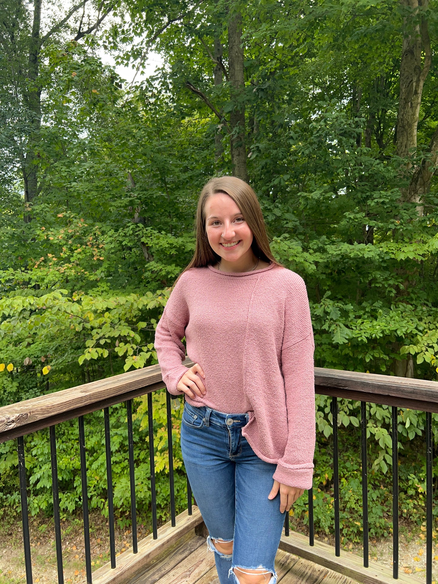 Asymmetric Rose Hem Sweater