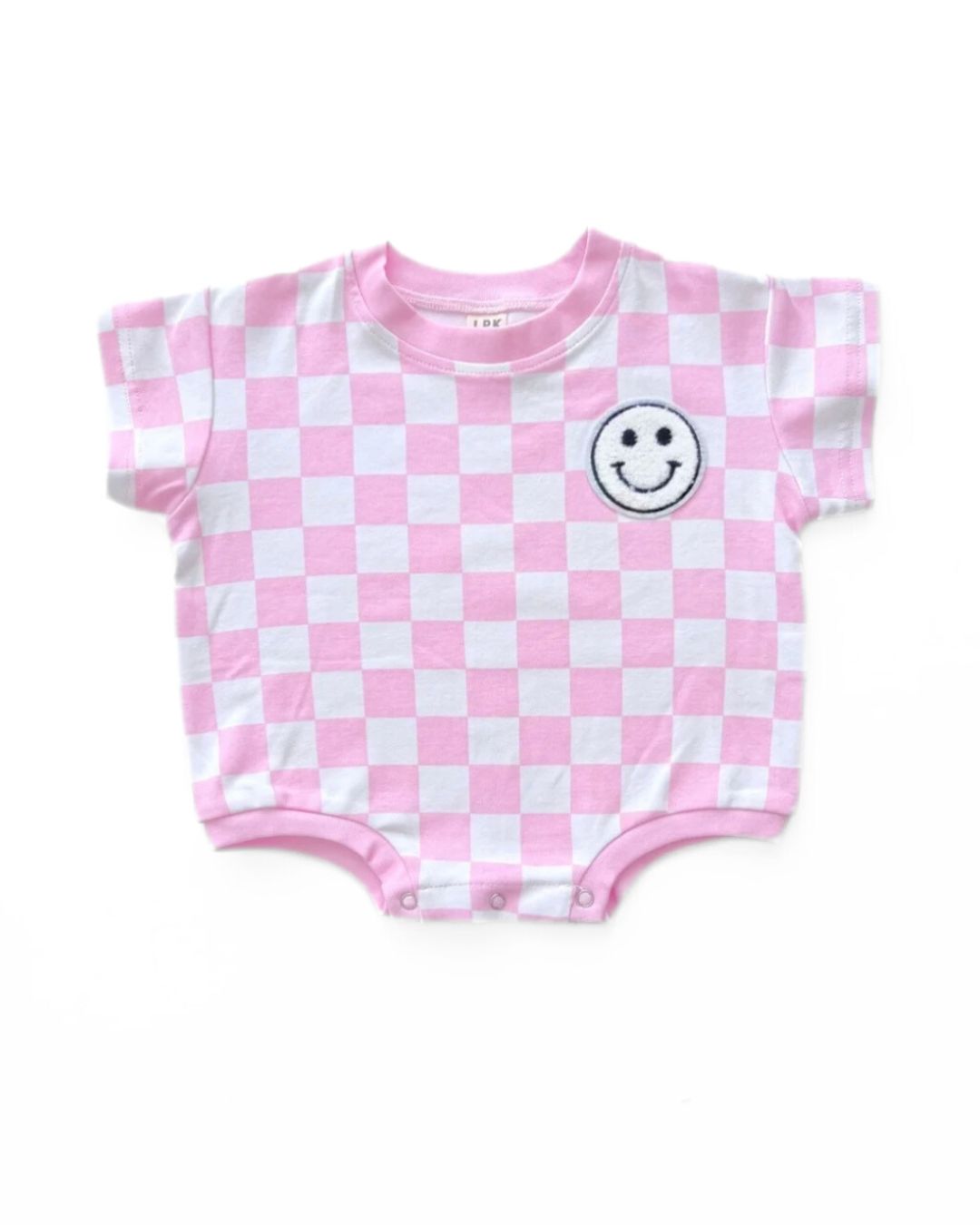Checkered Pink Bubble Romper