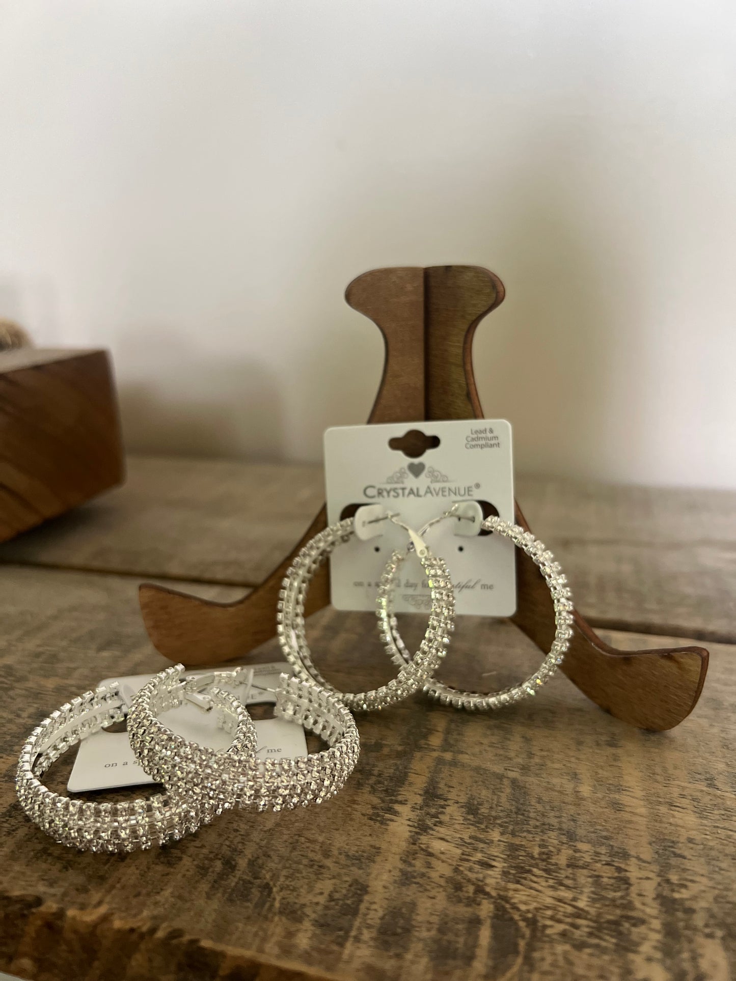 Rhinestone Silver Hoop Earrings