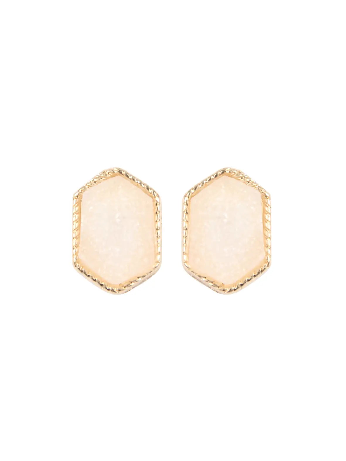 Iridescent Hexagon Stud Earrings