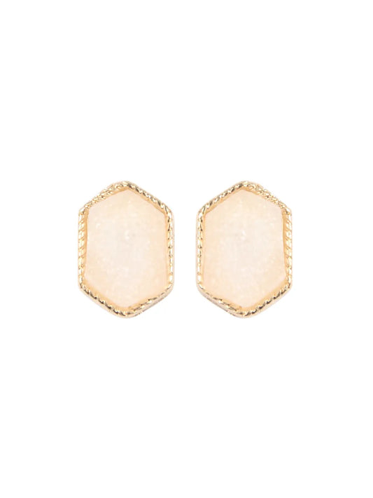 Iridescent Hexagon Stud Earrings