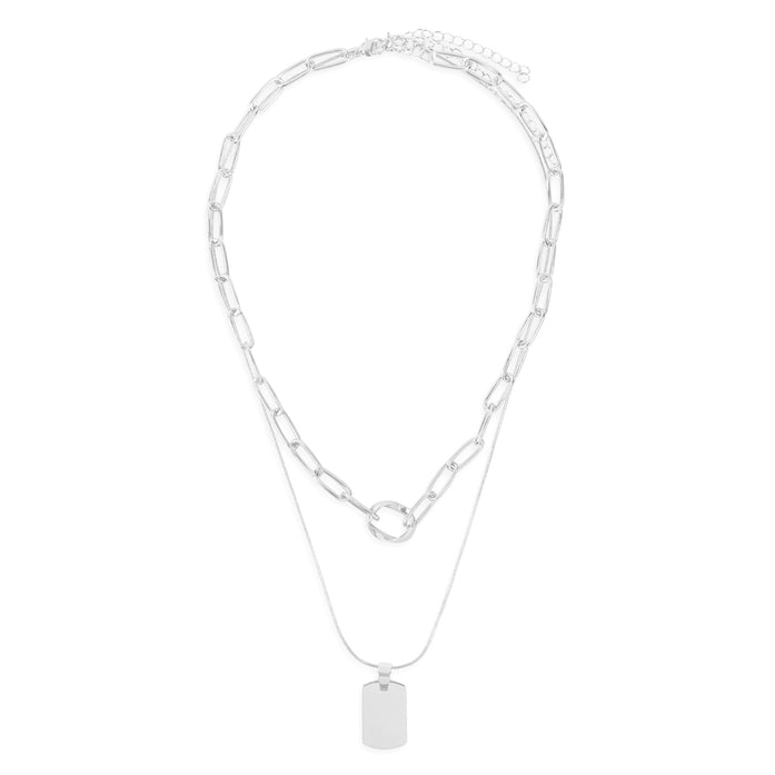 Layered Chain Necklace - Silver