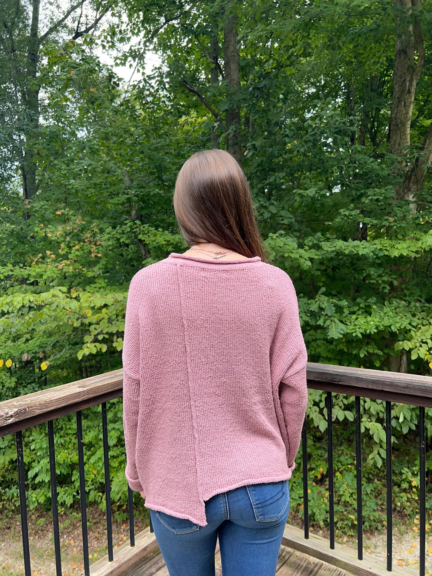 Asymmetric Rose Hem Sweater
