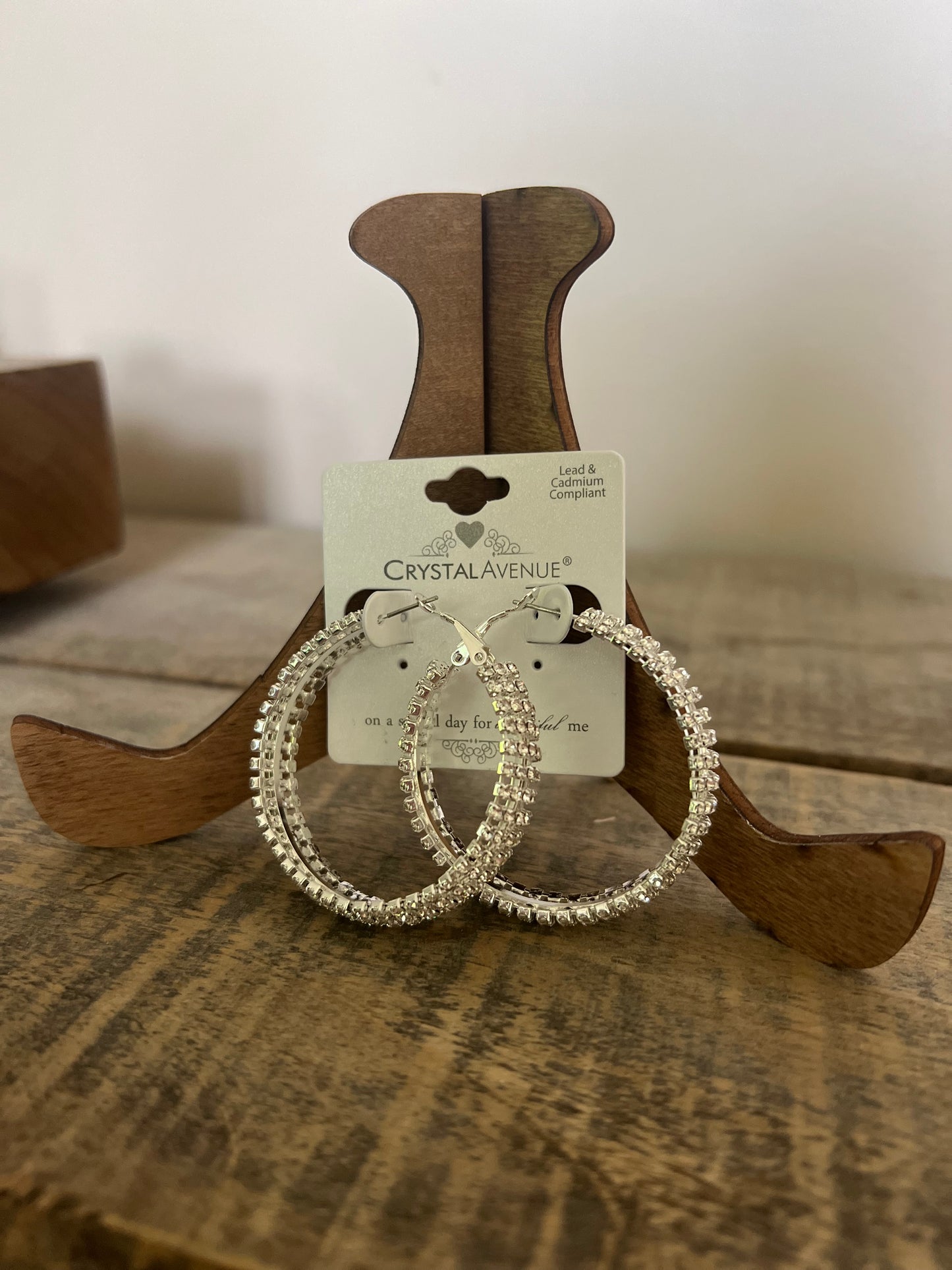 Rhinestone Silver Hoop Earrings
