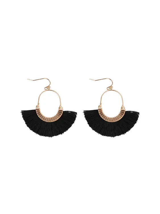 Black Tassel Hook Earrings