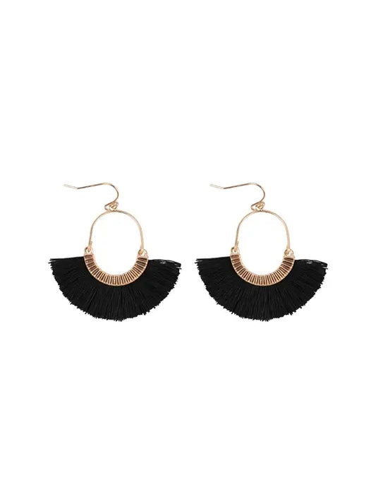Black Tassel Hook Earrings