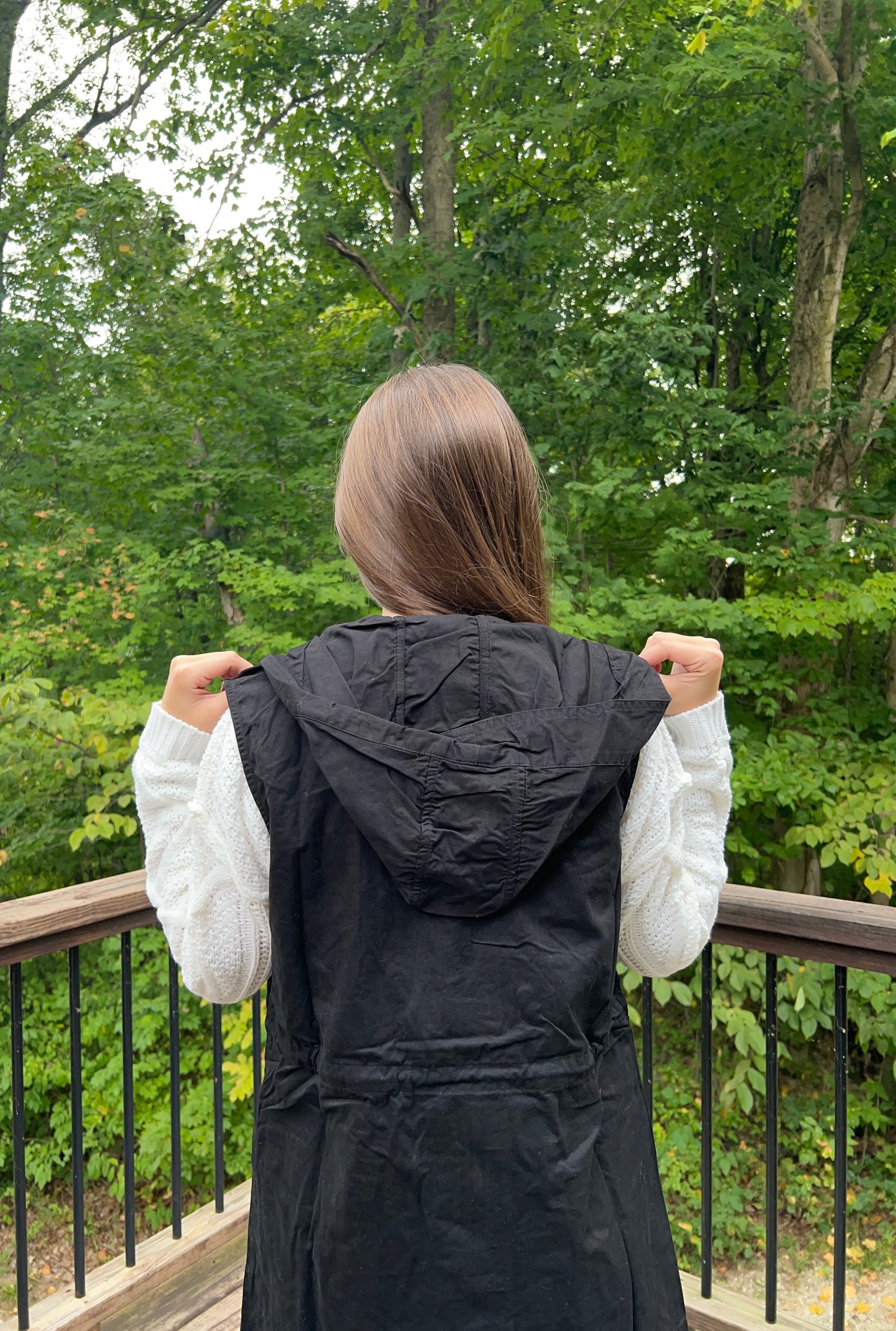 Black Military Hoodie Vest