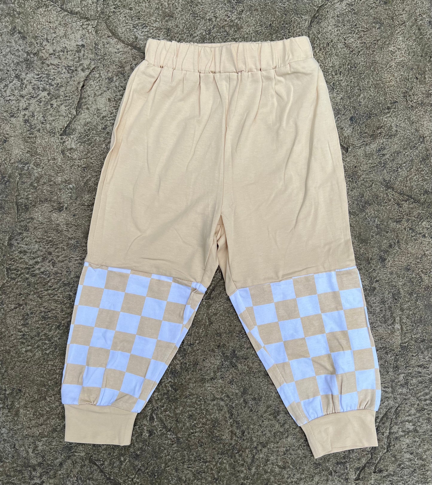 Cream Checkered Jogger Set