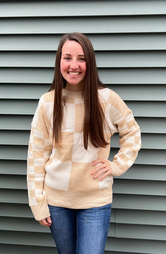 Mocha Checkered Sweater