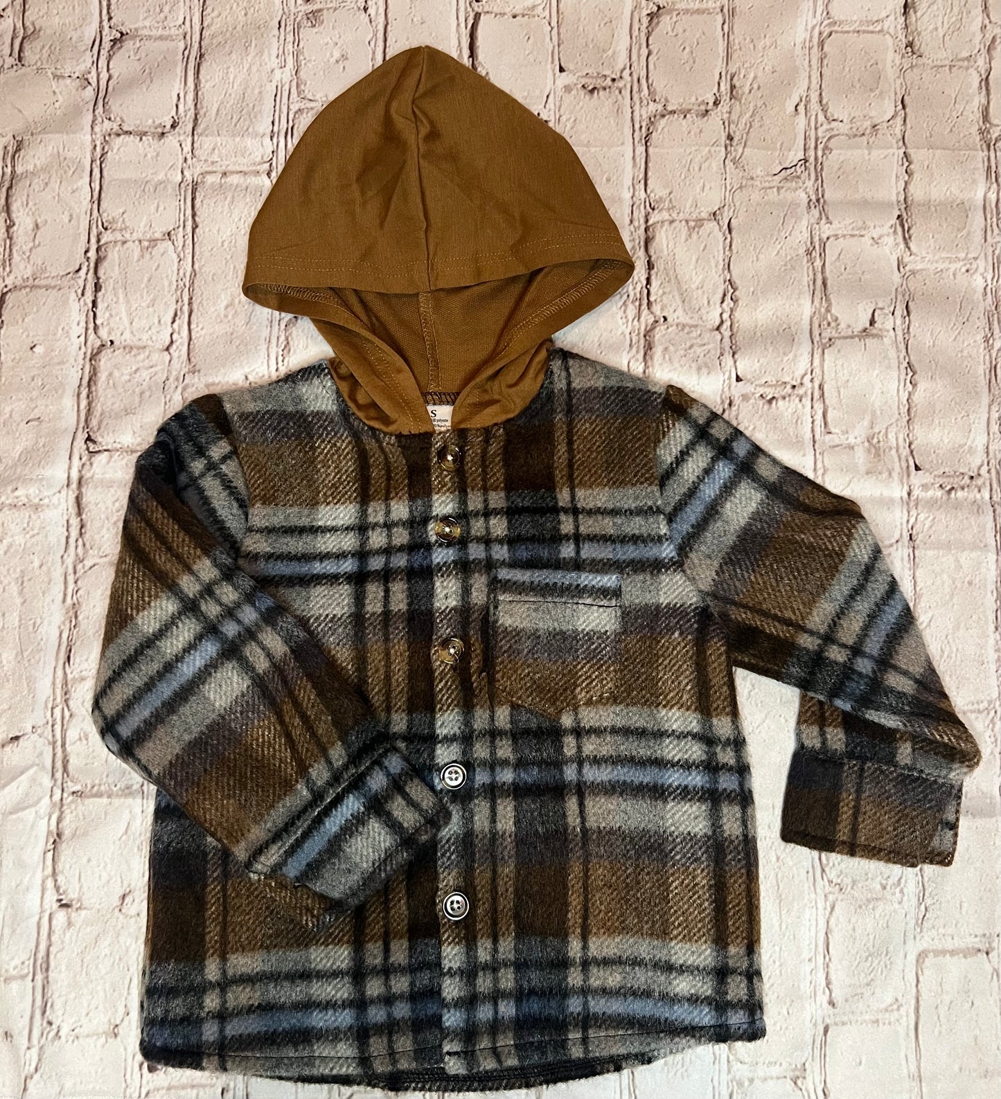 Brown Plaid Hooded Shacket