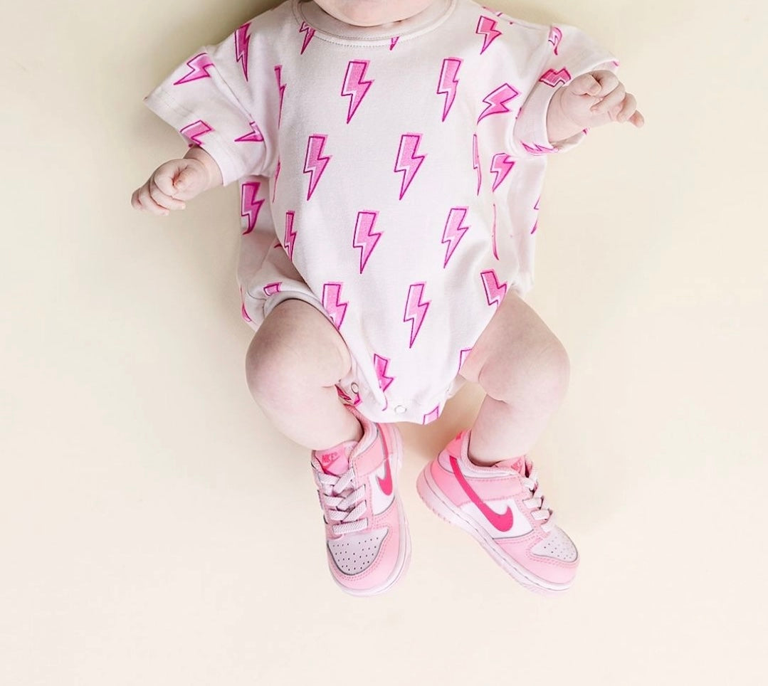 Pink Bolts Bubble Romper
