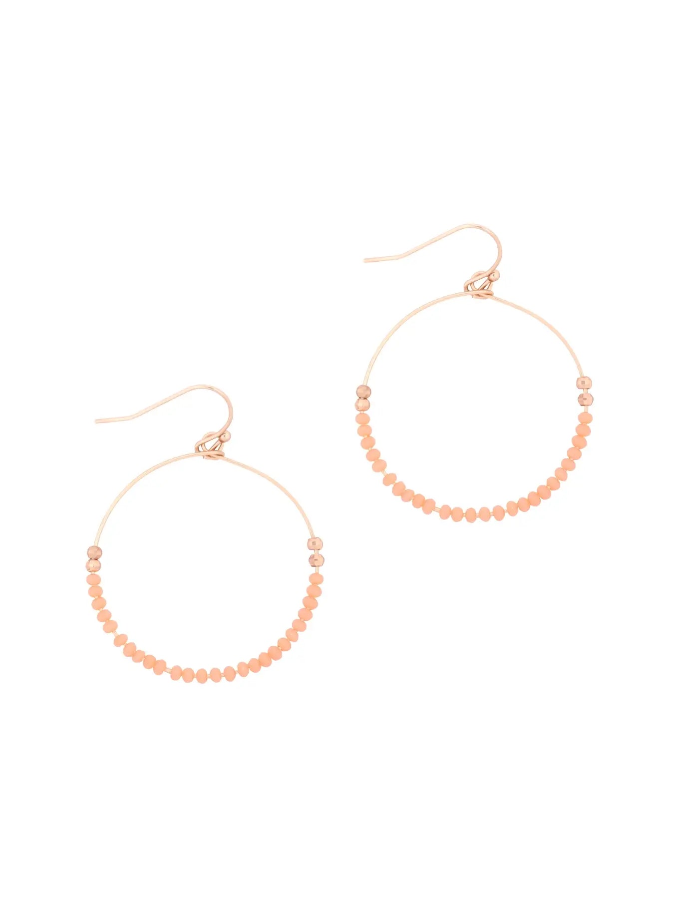 Peach Beaded Hoop Earrings