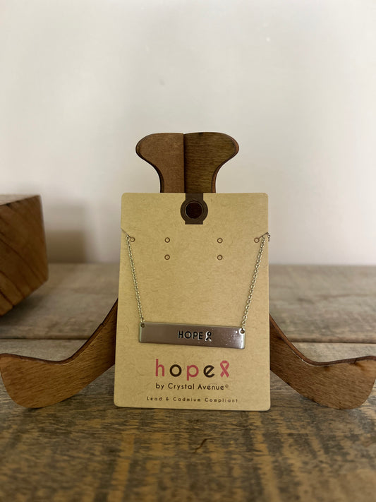 "Hope" Ribbon Bar Necklace