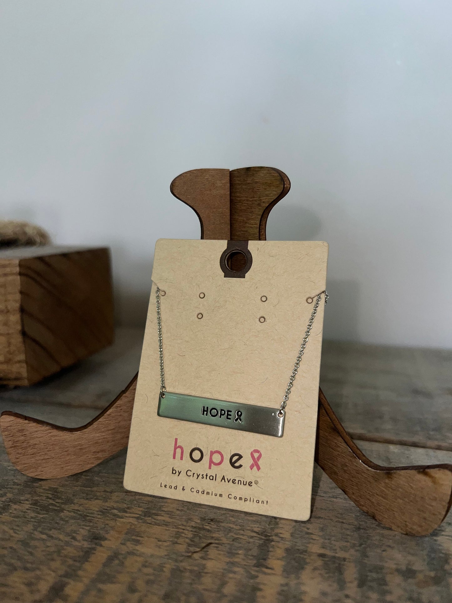 "Hope" Ribbon Bar Necklace
