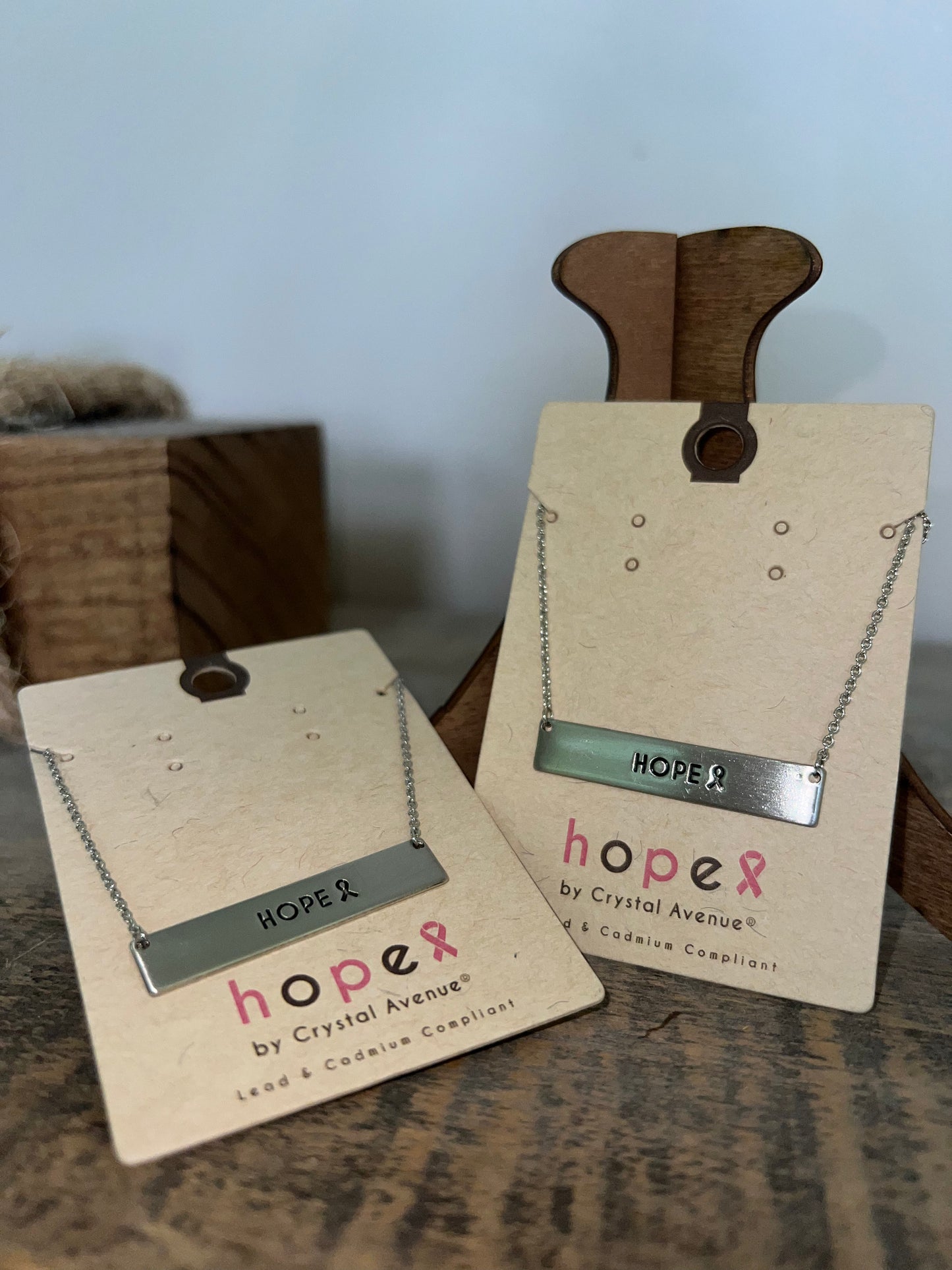 "Hope" Ribbon Bar Necklace
