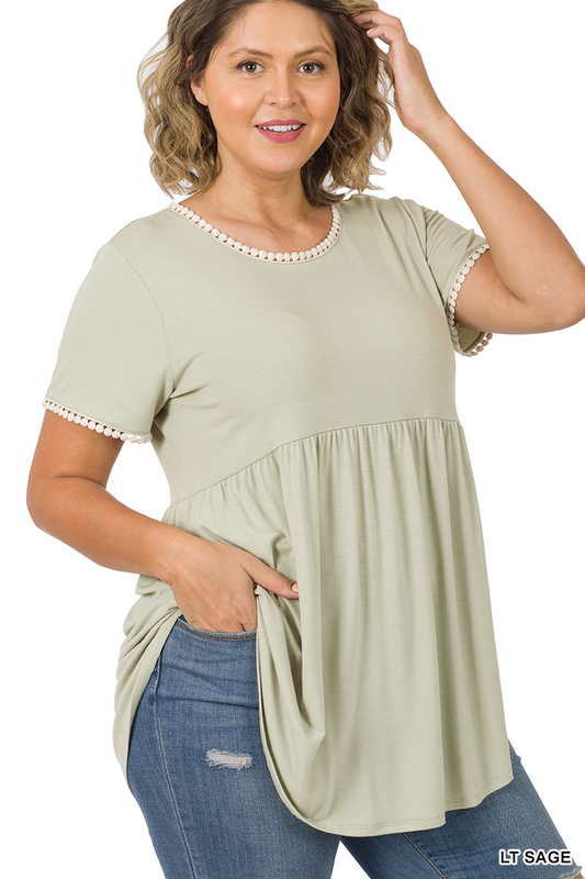 Plus Size Light Sage Babydoll Tee