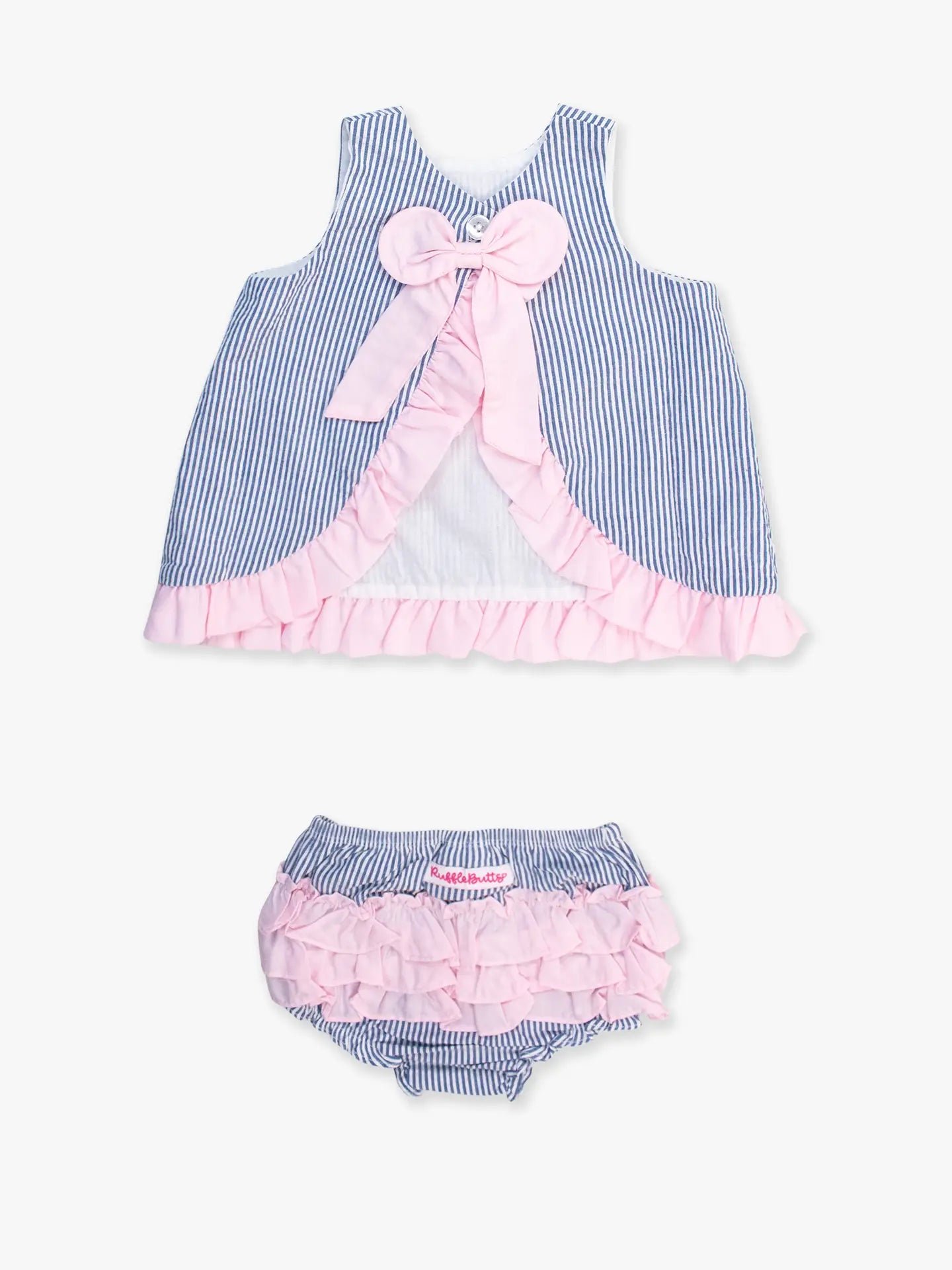 Baby Girl Striped Ruffle Top & Bloomer Set