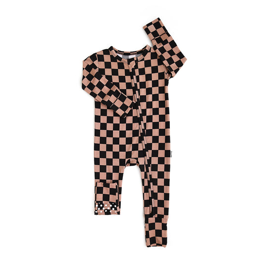 Black and Brown Checkered Baby Jumpsuit