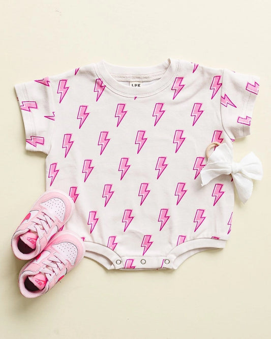 Pink Bolts Bubble Romper