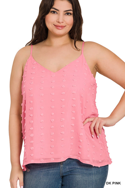 Plus Size Swiss Dot Cami Top - Pink